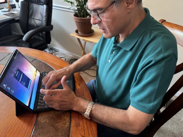 John Kiriakou using PrivacySafe Launchpad Pro tablet