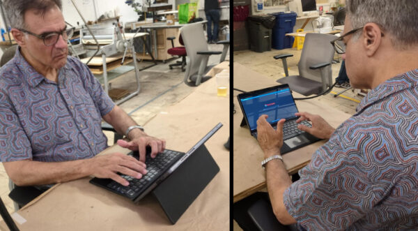 John Kiriakou using Launchpad tablet