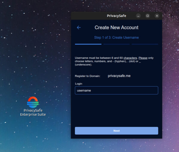 Create PrivacySafe Account