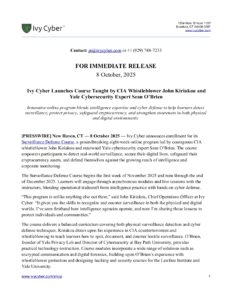 Press Release Ivy Cyber